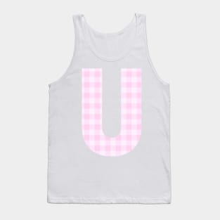 Pink Letter U in Plaid Pattern Background. Tank Top